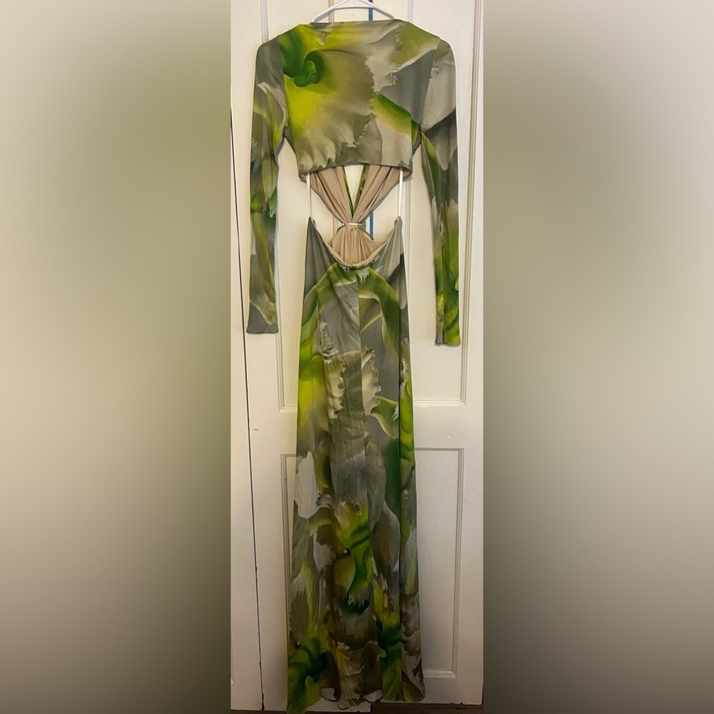 HALSTON JEN JERSEY V-NECK DRAPED GOWN - Picture 9 of 9